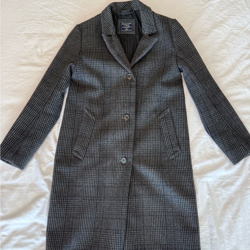 Abercrombie & Fitch Charcoal Check Trench Coat